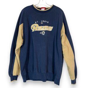 Vintage NFL St Louis Rams Logo Sweatshirt Streetwear Blue Embroidered XL